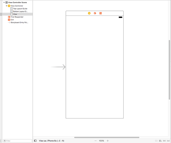 The Single View App template gives you one large, empty canvas to draw on.