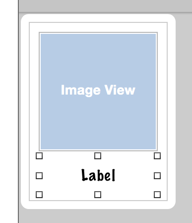 Your collection view cell design should have one image view and one label.