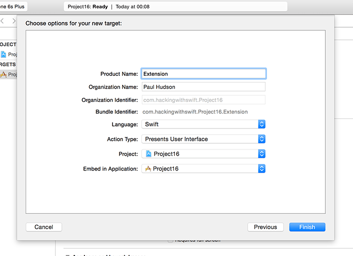 Creating a new Action Extension target effectively creates a separate chunk of source code to manage inside your project.