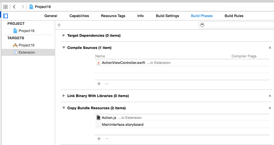 Your Action.js file needs to be in the Copy Bundle Resources build phase of your extension.