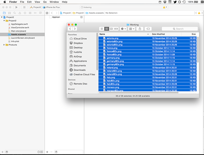 Select all the flag images in Finder.