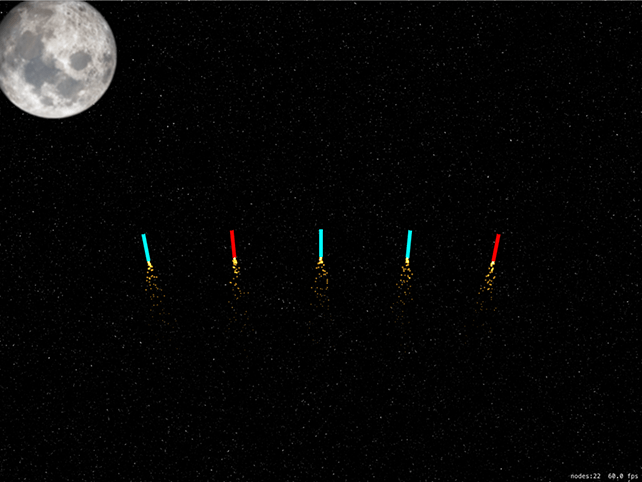 Fireworks can fire out in one of four formations, to add some challenge to the game.