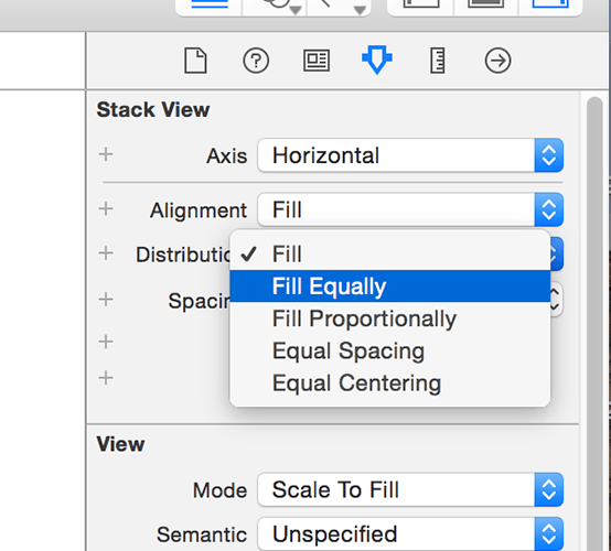 Change your stack view's distribution setting to be Equal to have its subviews take up an equal amount of space.