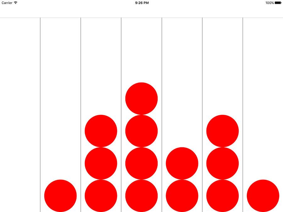 Our four in a row game so far: there's only one player, but at least the game logic works