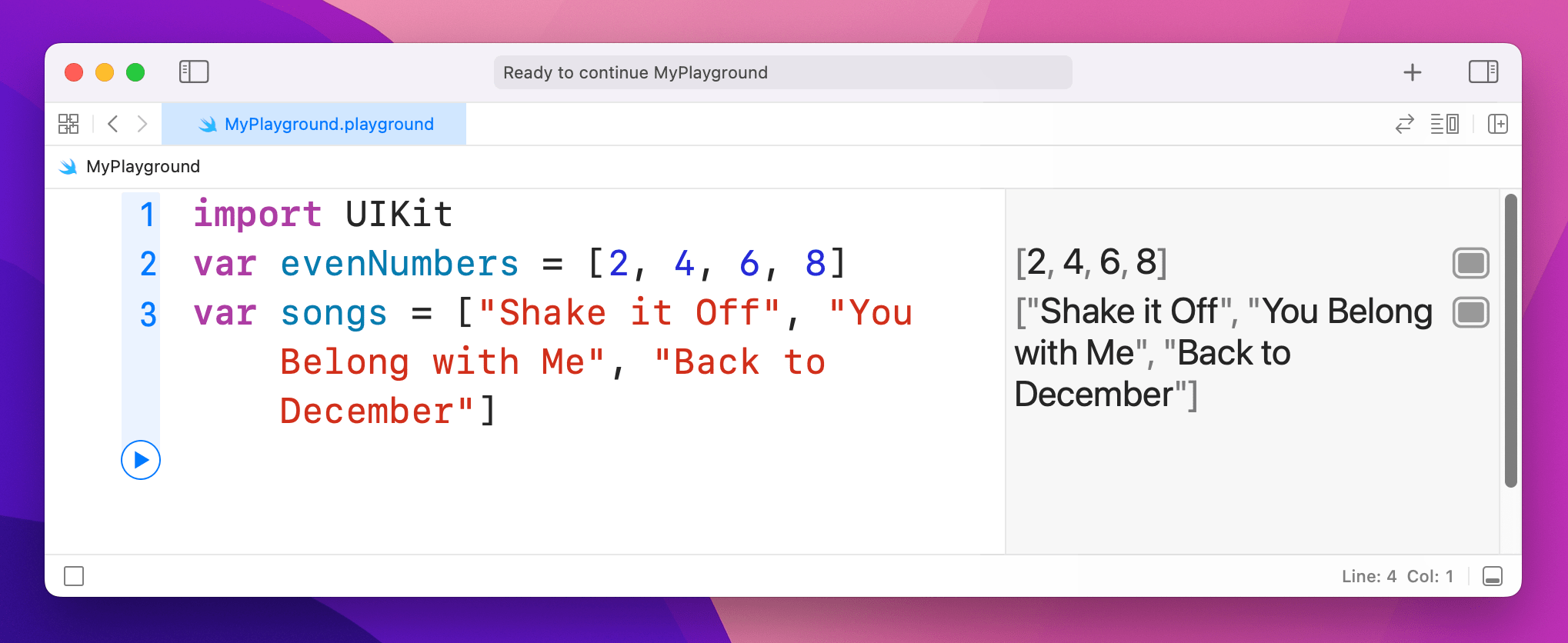 Creating Arrays of Ints and Strings.