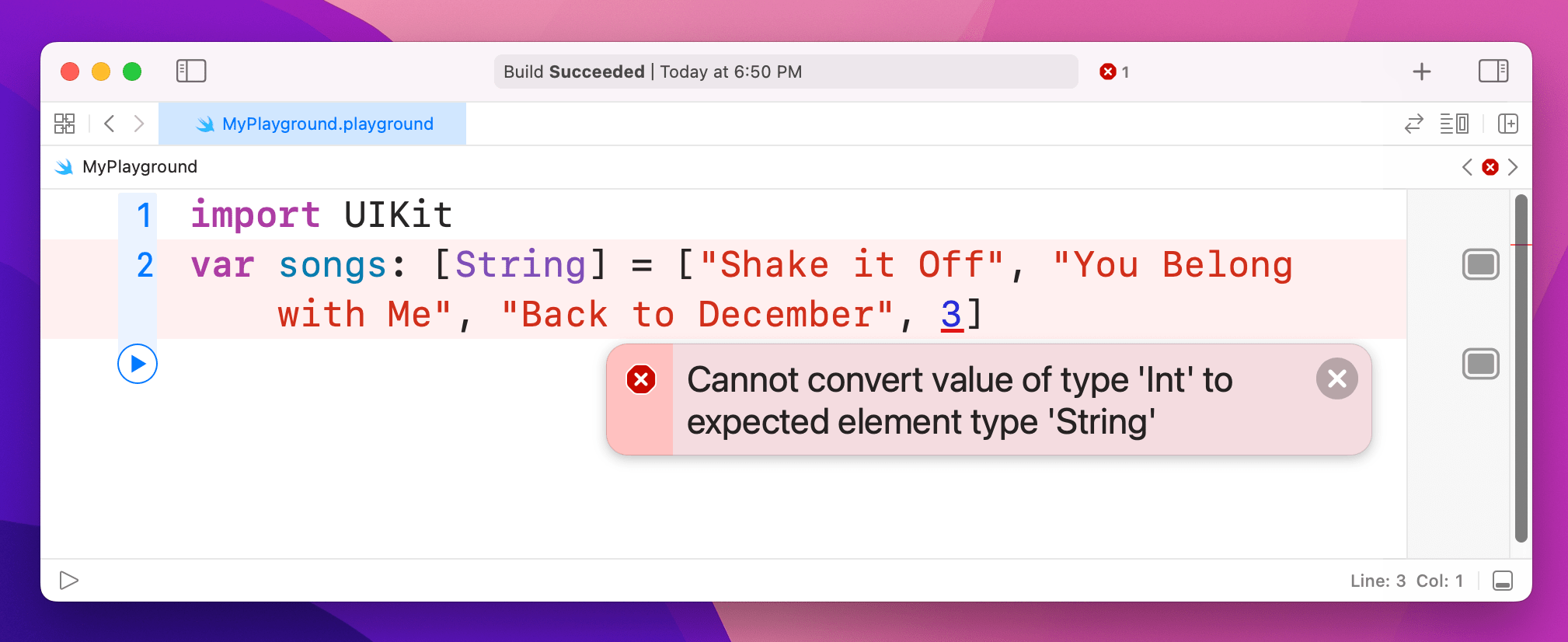 Adding a number to a typed String Array causes a different error.