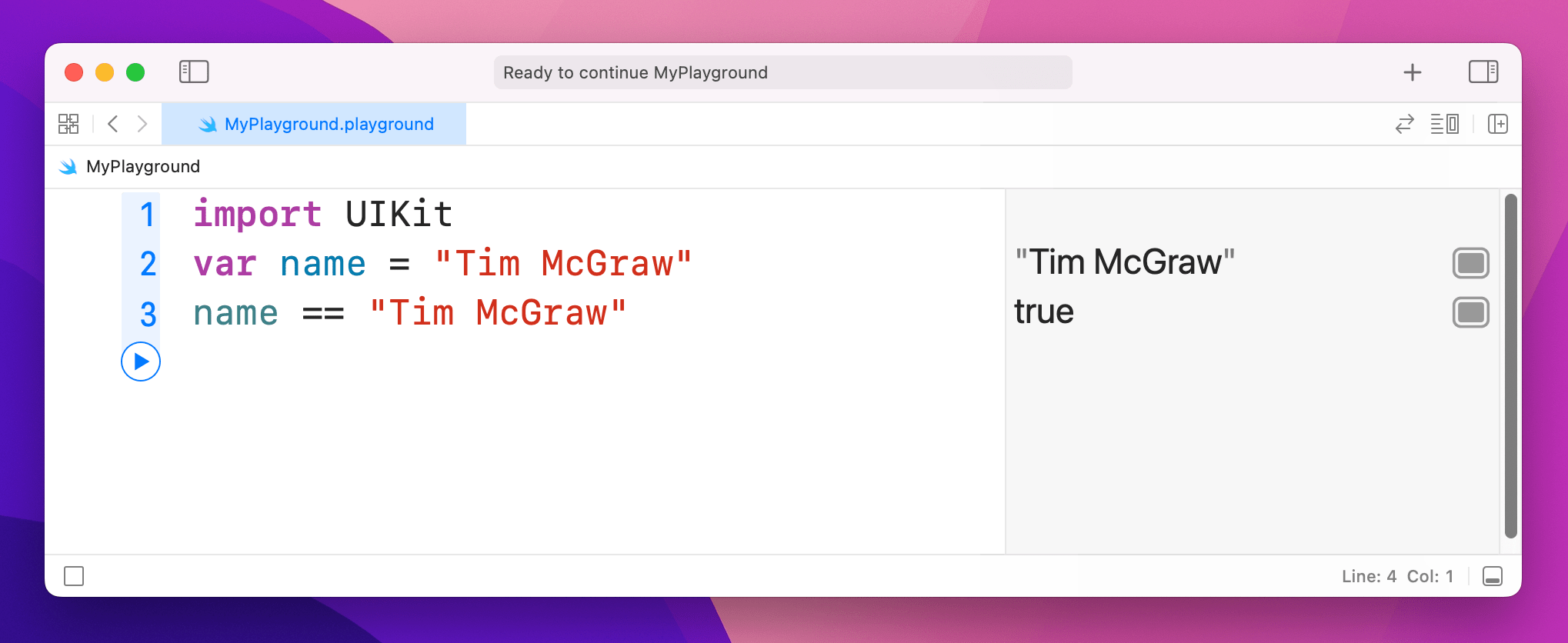 Comparing Strings with the equality operator.