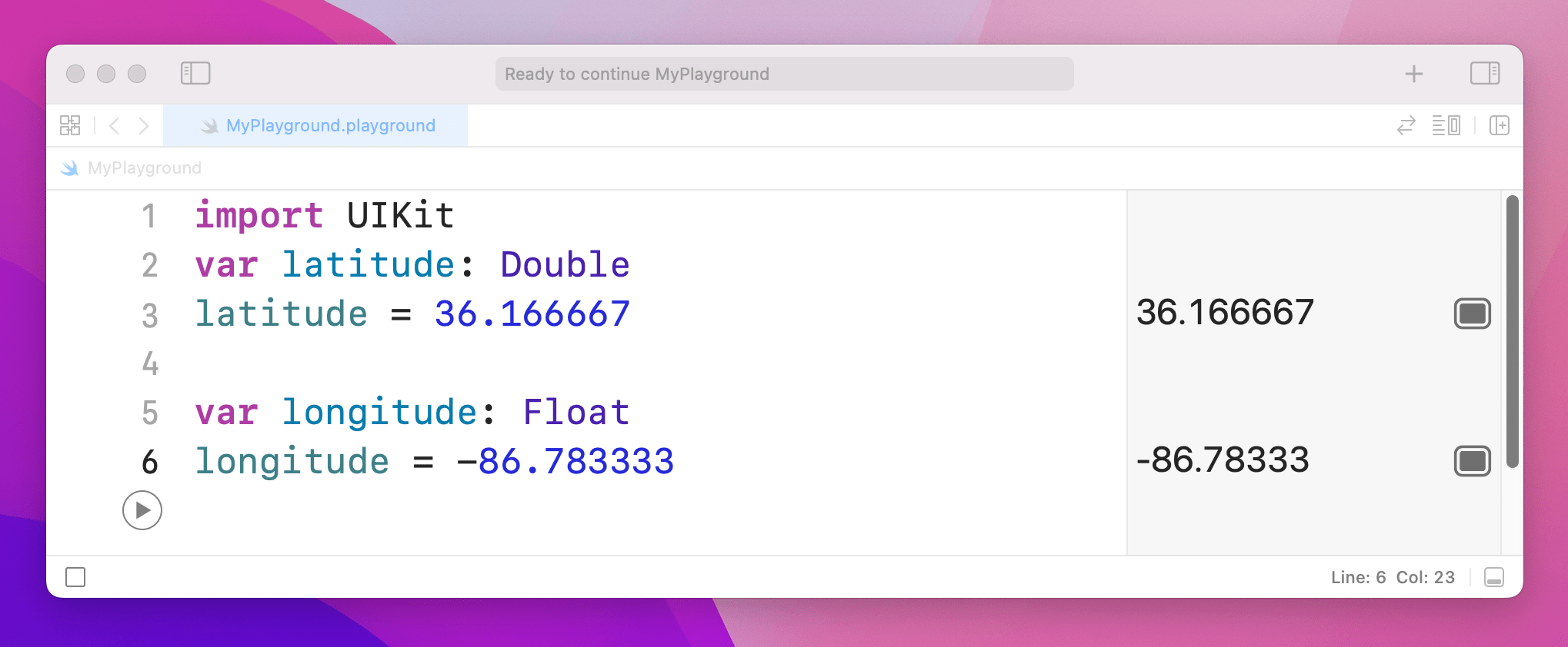 Double and Float variables.  has a 3 missing off the end in the printout.