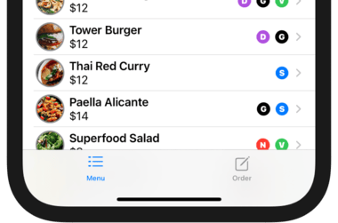 A close up of a SwiftUI tab bar, showing tabs for  and .