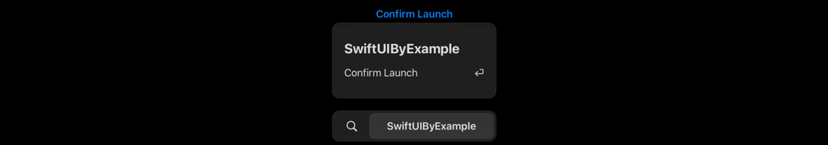 The words “Confirm Launch” in blue, indicating they are tappable. Below that is iPadOS's command palette showing the Confirm Launch command has the <kbd>Return</kbd> or <kbd>Enter</kbd> shortcut.