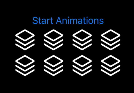 A grid of icons that animate in various ways when activated. Some animate their layers individually, some animate their layers cumulatively, and some repeat.