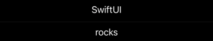 The text “SwiftUI” above the text “rocks”. The two words are separated by a thin gray dividing line.