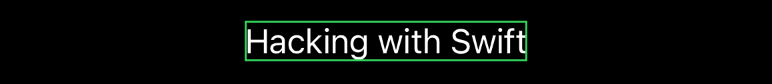 The text “Hacking with Swift” with a thin rectangular green border. There is almost no space between the text's edges and the border.