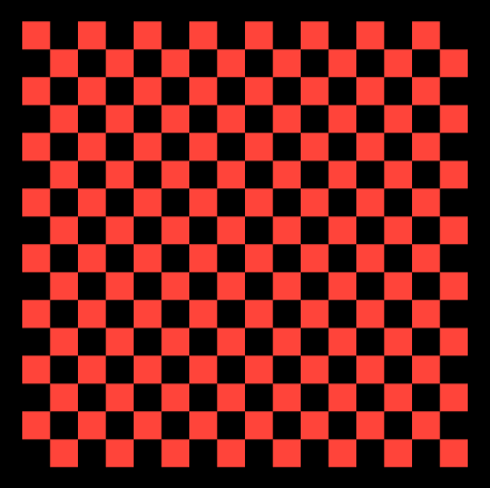 A square covered in a 16 by 16 red checkerboard pattern.