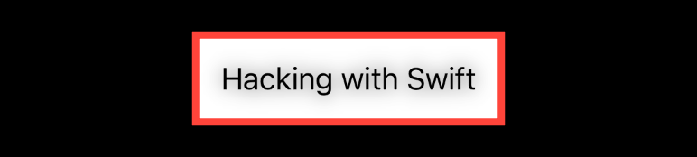 The text “Hacking with Swift” in black on a white rectangle with a thick red border. The text has a hazy gray shadow behind it.