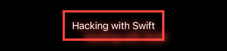 The text “Hacking with Swift” centered in a red rectangular outline. Along the rectangle's bottom edge is a hazy red cloud.