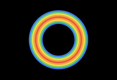 A circle with a rainbow of stroke colors.