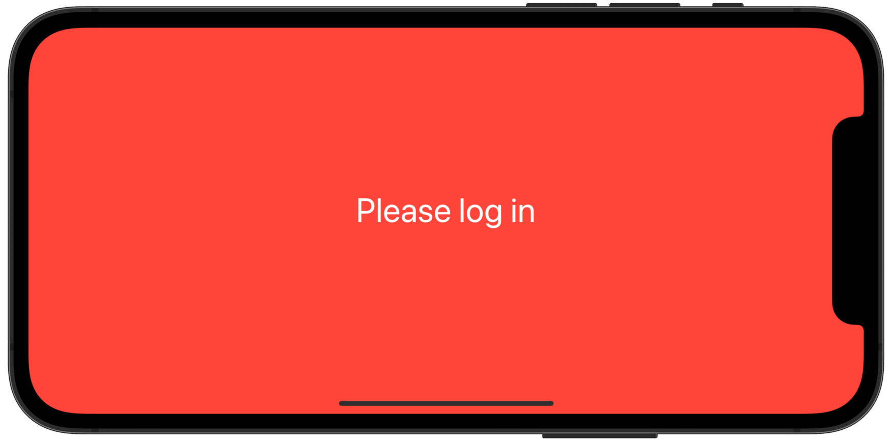 A phone showing the words “Please log in” over a large red background.