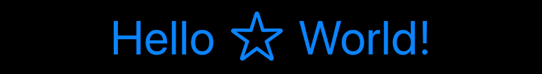 The text “Hello World!” with an outlined star icon between the two words. The words and icon are in large blue text