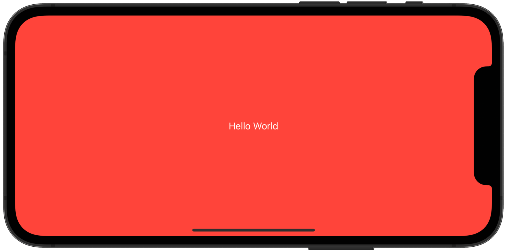 A phone showing the words “Hello World” over a red background which fills the screen.