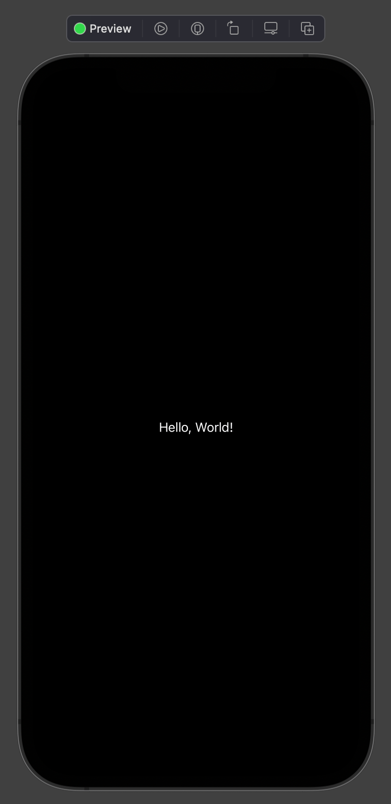 An Xcode Preview in Dark Mode.