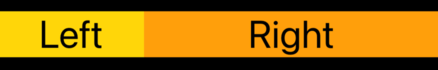 A yellow rectangle with the word “Left” beside a twice as wide orange rectangle with the word “Right”.