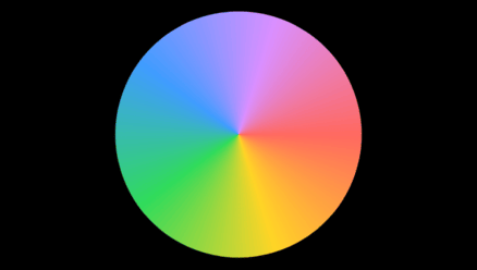 A circle colored with a conic gradient transitioning through the colors of the rainbow.