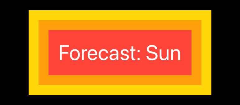 The text “Forecast: Sun” in white on concentric rectangles colored (from inside outwards) red, orange, and yellow.