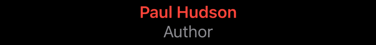 The text “Paul Hudson” in bold red above the text “Author” in gray